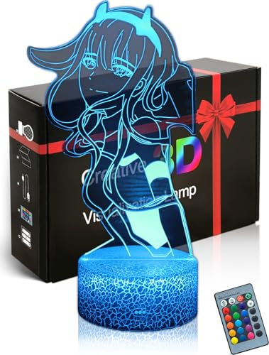 DAHEYMA 3D-Stimmungslampe Illusion Darling Franxx Figur LED Anime Nachtlicht Manga Tischlampe 16 Farben ändern sich mit Fernbedienung, Geschenke für Urlaub, Schlafzimmer Dekor Nr. 2088