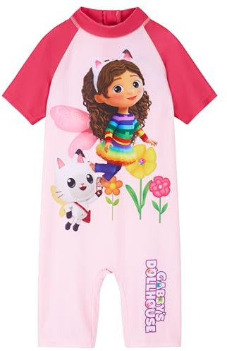 Gabby's Dollhouse Gabby Dollhouse Costume Piscina Bambina, Costumi Interi per Spiaggia Piscina (Rosa, 6-7 Anni)