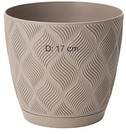 Macetero ECO 100% reciclado maceta para hierbas con platillo 3D patrón decorativo (topo, L-17 cm)