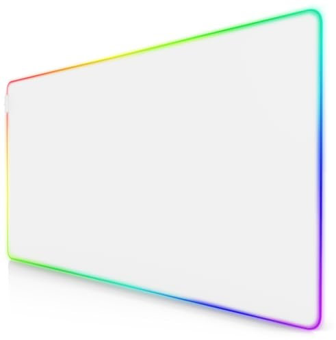 TITANWOLF - Alfombrilla para ratón Gaming RGB - Mouse Pad 1200x600 mm - LED Multicolor 7 Colores, 4 Modos de Efectos, Mejora precisión y Velocidad, Superficie Inferior de Goma, Blanco
