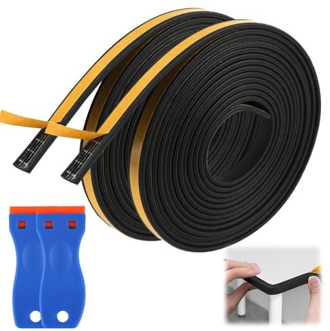 6M Juego de Cinta de Sellado para Montaje de Fregaderos Espuma Burlete Adhesivo Alta Densidad para Placa Cocción Vitrocerámica con 2 Raspador Pequeño Cinta Selladora Espuma 9mm x 2mm(2 Rollos × 3 m)