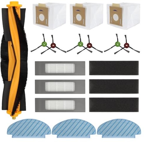 Kit d'accessoires pour aspirateur robot ECOVACS DEEBOT N10 PLUS/ T9+/ N8 PRO+/ N8+/ T8+/ T8 +, pièces de rechange, brosse principale, brosse latérale, filtre, serpillère, sac à poussière (19 pièces)