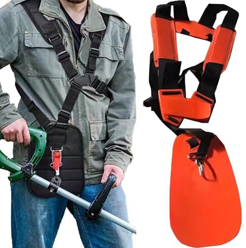 SUQ Cinghia di Imbracatura Trimmer con Doppia Spalla, Comodo Strimmer Doppio Petto Cinghia di Imbracatura, Trimmer Strimmer Harness Accessori per Tosaerba, Regolabile per Brush Cutter (Arancione)