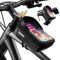 OSIGEI Fahrradtasche Rahmen Schnellverschluss, Handy Halterung Halter Wasserdicht Fahrradlenker Tasche Fahrradtasche mit Regenhaube Fahrrad Rahmentasche Lenkertasche Handytasche Face ID für Smartphone