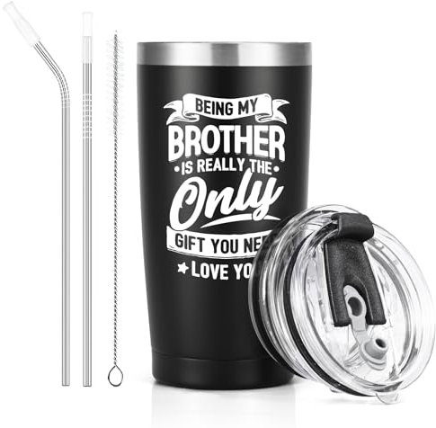 Livole Brother Gifts, Christmas Gifts for Brother, Brother in Law, Step Brother, Men, Him, Being My Brother is Really The Only Gift You Need, Birthday Presents, Brothers Coffee Travel Mug, 20oz 600ml