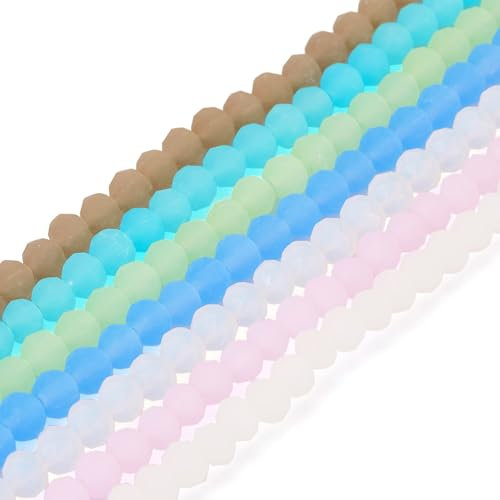 PandaHall - Cuentas de cristal facetadas de 4 mm, cuentas de cristal esmerilado de jade de imitación a granel para pulseras de amistad, collares, aretes, joyería