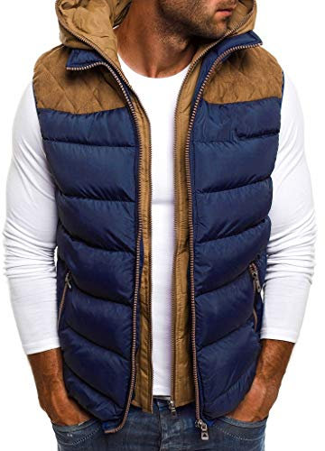 Winterjacke Herren Sale Steppweste Herren 2024 Winter Thermo Herren Weste mit Kapuze Sportweste Übergangs Daunenweste Outdoor Jacke Einschubtaschen Ärmellos Jacke Daunenweste(Dunkelblau,XL)