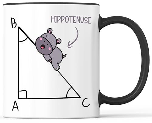 Tasse mit Spruch Hippotenuse Hypotenuse Mathe Becher Lehrer Algebra Mathematik - lustiges Geschenk - Kaffeebecher als Geschenkidee - Kaffeetasse 330ml - Weiss-Schwarz