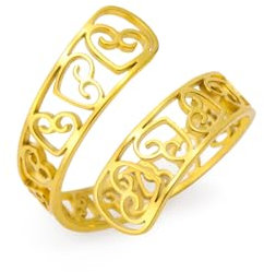 Amaxer Keltischer Herzring Filigraner Blumenring für Frauen Edelstahl Lässiger Schmuck Einstellbarer Wickel Offener Ring für Frauen (Cuore, Oro)