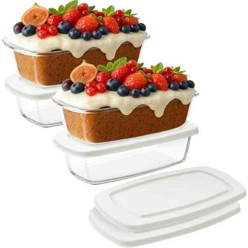 Navaris 4x Plat à Four - Recipient Rectangulaire en Verre avec Couvercle - Moule a Gateau Cake et Pain - Contenant Polyvalent - Préparation des Repas et Conservation des Plats Cuisinés