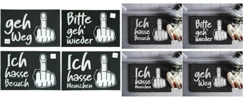 M.Kritzinger's Fußmatte mit Mittelfinger-Motiv und Spruch 'Bitte GEH Wieder', Schmutzfangmatte, 40 x 60 cm, Schwarz