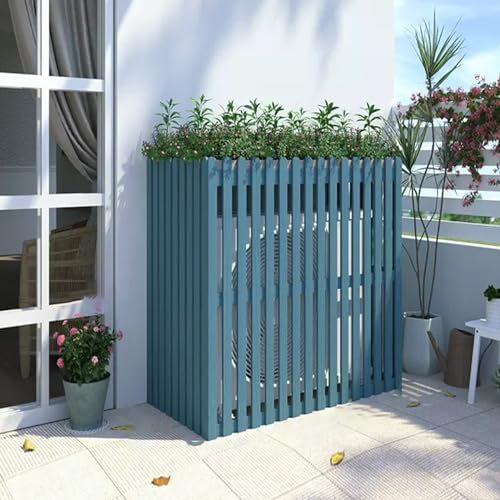 Supporto per fiori in legno per aria condizionata, blu, autoportante, ventilato, per radiatore AC.