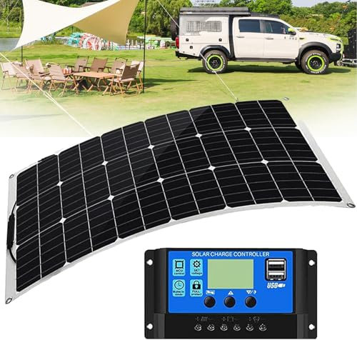 Panneau Solaire Souple 500W Panneau Solaire Flexible Monocristallin Panneau photovoltaïque pour Camping-Car, Caravane, Bateaux et Surfaces inégales(1x500W)