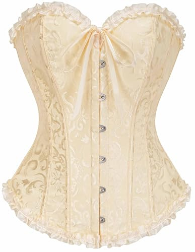 Vrapo Bustier Corset Top for Women | Overbust Lace Up Waist Cincher Shapewear Lingerie - Size XL
