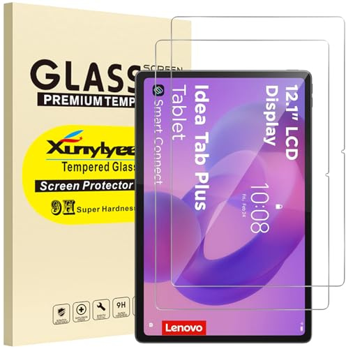 XunyLyee 2 Pack Screen Protector for Lenovo Idea Tab Plus 12.1 TB361FU | Lenovo Tab Plus Gen 2 12.1 inch TB355FU Tempered Glass Film 9H Hardness Bubble Free Easy Installation