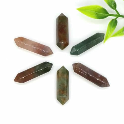 30 mm Naturstein-Kristall-Doppelspitzstab, Heilzauberstab, Reiki-Zauberstab, Heimdekoration, DIY-Schmuck, Anhänger, Ohrringe, Armbänder, Accessoires – Indischer Achat – 50 Stück