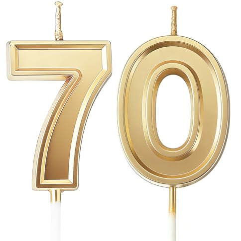 URAQT Geburtstagskerzen Zahlen 70, 3D Gold Geburtstag Kerzen für Kuchen | Gold Kerzen Geburtstag, Tortendeko Geburtstag, Geburtstagskerzen für Geburtstagsdeko