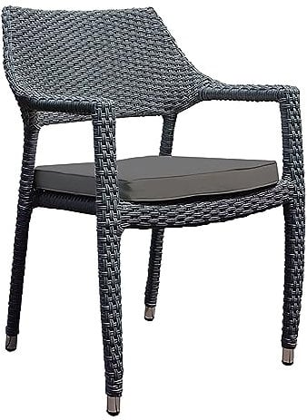 BrackenStyle Oasis Stacking Rattan Garden Armchair - Patio Arm Chair With Dark Grey Cushion