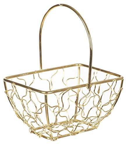 URBNLIVING Rectangle Gold Wire Mesh Basket