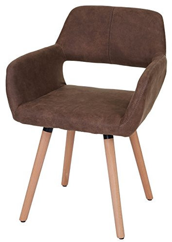 Mendler Esszimmerstuhl HWC-A50 II, Stuhl Küchenstuhl, Retro 50er Jahre Design - Textil, Vintage braun, helle Beine