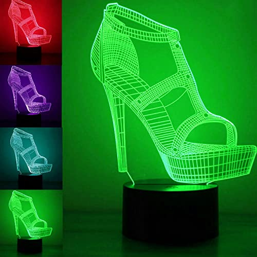 Jinson well 3D High heels Lampe optische Illusion Led Nachtlicht licht, 7 Farbwechsel Touch Switch Tisch Schreibtisch Dekoration Lampen mit Acryl Flat Base USB Spielzeug