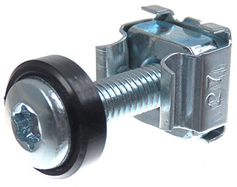 SECCARO Käfigmuttern M5 im Set, zur Rack-Montage, Stahl verzinkt, 20 mm Schraube mit Innensechsrund (TX), Unterlegscheibe, 20 Stück