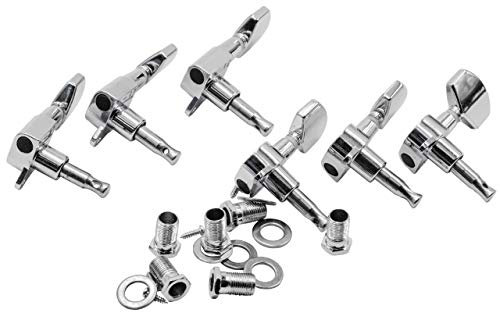 vhbw Stimmwirbel Mechaniken Pegs 3R3L kompatibel mit Gitarre, E-Gitarre, Westerngitarre - Gitarrenwirbel, Stimmmechanik, 10 mm Aufnahme, Silber