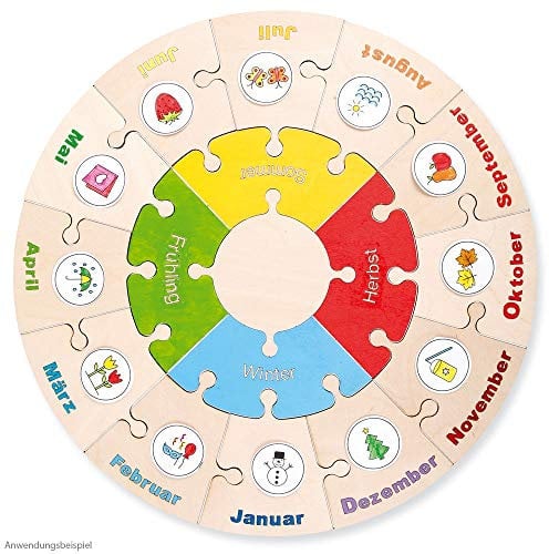 matches21 HOME & HOBBY Jahreskreis DIY Holz Bastelset für Kinder ab 6 Jahren mit Jahreszeiten Sperrholz Lernspiel Bausatz
