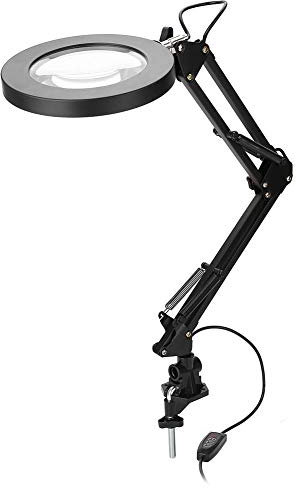 Lampada da Scrivania Ingrandente 5 Diottrie, LED Con Braccio Regolabile, d'Ingrandimento Con 2 Modalità Colore, 8W