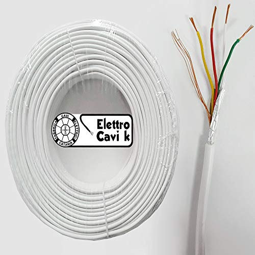 ® ELETTRO CAVI K - CAVO ALLARME SCHERMATO 4x0,22 MM² ANTIFURTO VIDEOSORVEGLIANZA TELECAMERE 4 POLI 4x0.22 QUADRIPOLARE PROFESSIONALE IN RAME 50 METRI