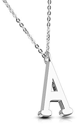 Bungsa BUCHSTABE A Halskette Silber - BUCHSTABEN-ANHÄNGER A Kette - Alphabet Kette für Frauen & Männer - aus Edelstahl - Schmuck für Jungs & Mädchen
