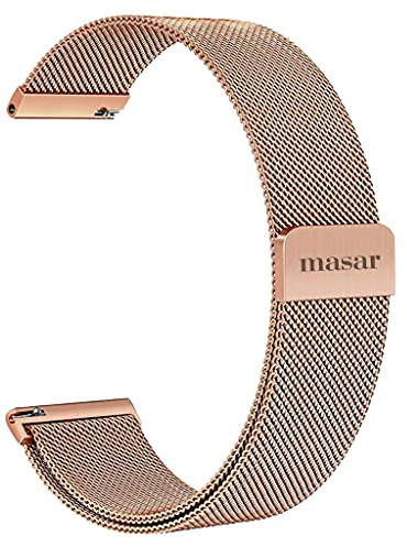masar Bracelet de Montre 22mm Maille Aimant Milanais Compatible pour Samsung Galaxy 46mm, Gear S3 Frontier/Classic, Garmin Vivoactive 4, Fossil Gen 5, Bracelet de Sport de Rechange en Métal Rose Gold