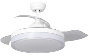 TECHBREY Ventilador de Techo Caicos con Plafón LED y Mando a Distancia, 6 Velocidades, Temporizador, Silencioso, Color Blanco 106cm Motor DC 3 Aspas Sistema Reverse Air Dual, Modos Verano e Invierno