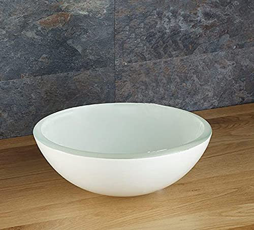 Homelava Lavabo de Baño Roun Combo Encimera, 30cm Mini Lavabo de Contenedor de Vidrio Templado Artístico con Desagüe Oculto y Tubería de Agua, sin Grifo