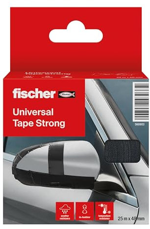 fischer Universal Tape Strong Gewebeband, 25 m x 48 mm, extrem starkes Gewebeband für den Innen- & Außenbereich, Allzweckklebeband mit hoher Zugfestigkeit, witterungs- & wetterbeständig