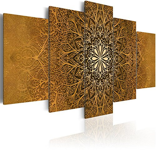 B&D XXL - Akustikbild Mandala Ornament 5 tlg - Bilder Akustikschaum Schallschutz Wand Deko Kunst Akustikpaneele Wandpaneele Schalldämmung Wandbild Schallabsorber Akustikplatten f-A-0515-b-p