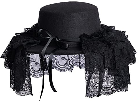 COSDREAMER Viktorianischer Hut für Damen, Gothic-Stil (Schwarz 1)