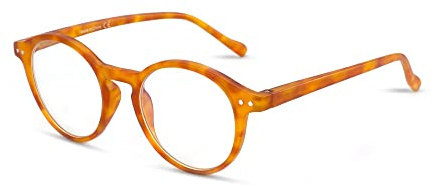 ZENOTTIC Occhiali da Lettura Presbiopia Anti Luce Blu con Lenti Antiriflesso Uomo e Donna Leggero Telaio Rotondo Vintage Tartaruga Marron 2.5x