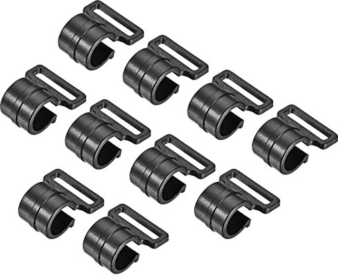 sourcing map Tent Pole Clips, 11mm ID C Shape Tarp Rod Bracket Plastic Clamp Fasteners for Outdoor Camping, Black Pack of 10