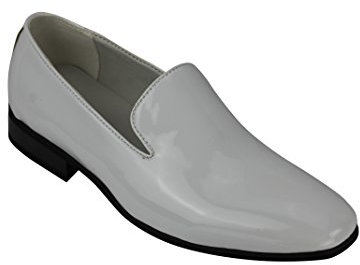 Mocassini da Uomo in Pelle Scamosciata e Vernice Lucida Mocassini Informale MOD Scarpe da Guida [Brevetto Bianco,UK 8 EU 42]