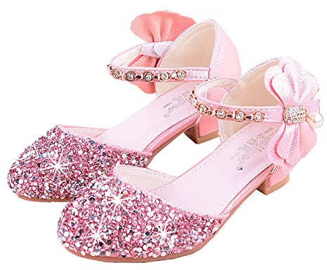 Emin Mädchen Prinzessin Schuhe Kinder Glitzer Schuhe Hoher Absatz Sandalen Hochzeitsschuhe Ballettschuhe Geburtstag Party Halloween Weihnachten Karneval Kostüm Zubehör
