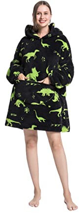 Pterygoid Coperta oversize con cappuccio, coperta indossabile per adulti per donne e uomini, felpa gigante con cappuccio in pile con tasca, Dinosauro 2, L/5XL