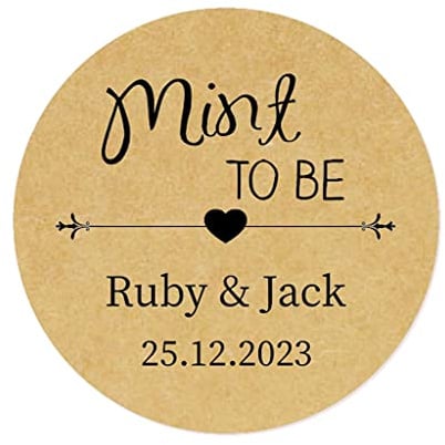 50 PERSONALISIERT 'Mint To Be' Hochzeitssticker Aufkleber - 4 cm Runde Papieraufkleber Etiketten für Hochzeit,Junggesellenabschied,Brautparty,Gastgeschenk,Tüten - Rd 006 (002)