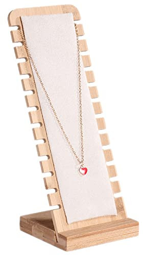 LATRAT Présentoir à Colliers en Bois Porte, 12 emplacements Présentoir de Bijoux de Collier Panneaux pour Bracelet Collier Pendentif, Beige