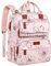 Legestori Sac à dos à langer pour bébé fille avec poches isothermes et sangles de poussette, rose, Large, Sac à dos