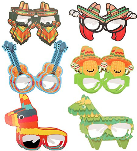 PRETYZOOM Mexikanische Thematische Brille Rahmen Fiesta Party Brille Kostüm Dekoration Festival Brillen (12 Stück, 6 Stile)