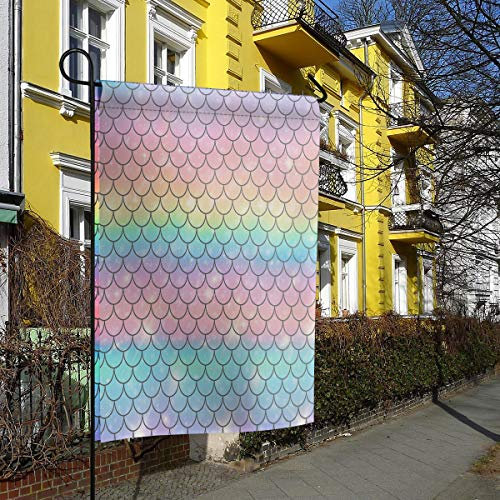 Gartenflagge Mer-Maid Scale Rainbow Farbskala Fantasie Gartenflaggen Dekorative Fahne Premium Flagge Für Hof Haus Home,30X45Cm