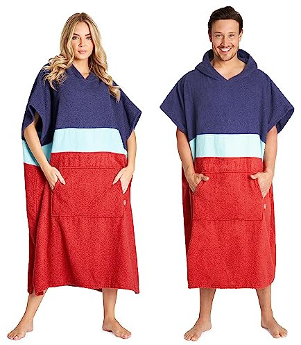 CityComfort Badeponcho Damen und Herren Kapuzenhandtuch, Baumwolle Frottee Surf Poncho (One Size, Mehrfarbig)