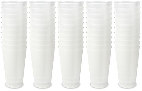 Schramm® gobelet réutilisable env. 400ml mat transparent au choix 10, 20, 30 ou 50 pièces de capacité réutilisable gobelet à boire en plastique réutilisable, Dimension:50 Stück