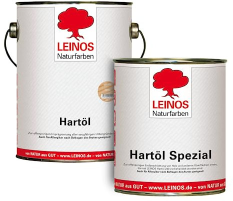 LEINOS Holzöl 2,5 l im Set mit Hartöl Spezial 750 ml als Finish | Farbloses Möbelöl für stark beanspruchte Oberflächen | Effektive Versiegelung und langanhaltenden Schutz im Innenbereich